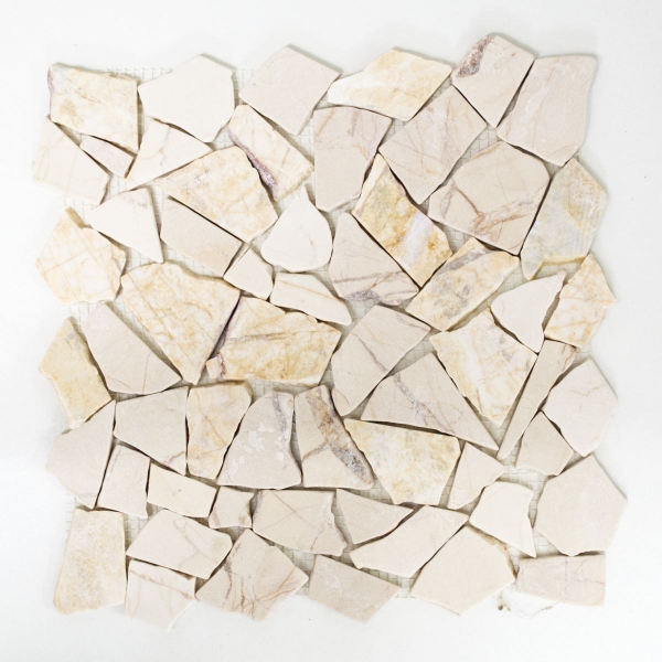 Hand-patterned mosaic tile marble natural stone quarry Ciot golden cream polished texture MOS44-30-2807_m