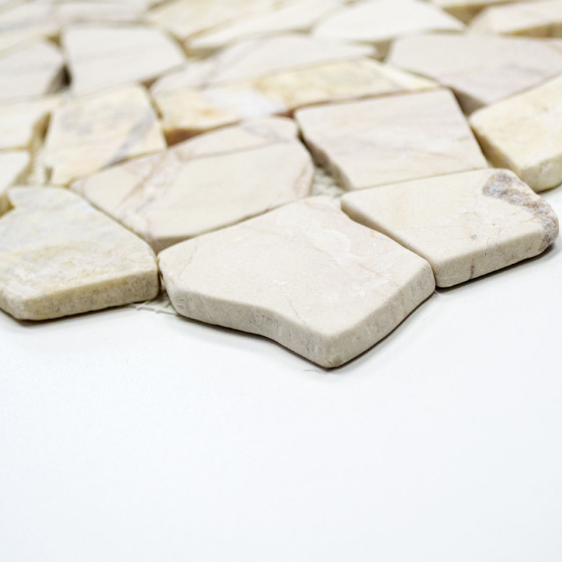 Hand-patterned mosaic tile marble natural stone quarry Ciot golden cream polished texture MOS44-30-2807_m
