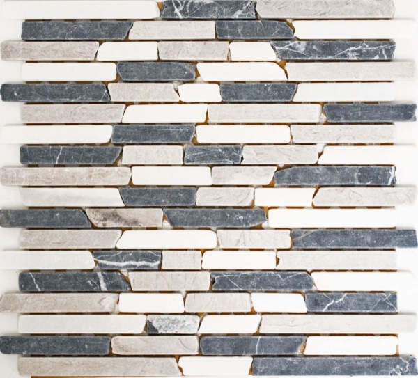 Hand-painted mosaic tile marble natural stone beige gray black Brick Botticino Nero MOS40-0204_m
