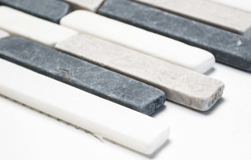 Hand-painted mosaic tile marble natural stone beige gray black Brick Botticino Nero MOS40-0204_m