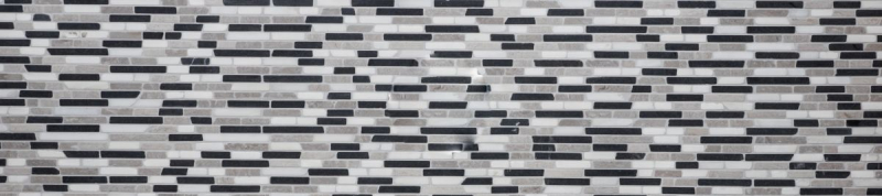 Hand-painted mosaic tile marble natural stone beige gray black Brick Botticino Nero MOS40-0204_m