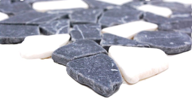 Mosaic quarry marble natural stone white black anthracite polygonal tile splashback kitchen bathroom - MOS44-0204