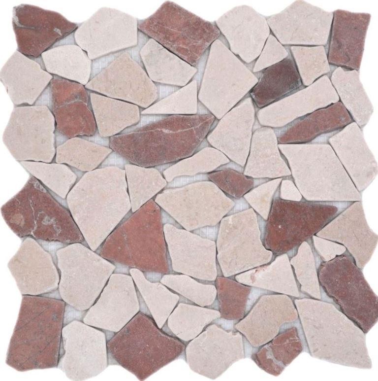 Mosaic quarry marble natural stone red beige polygonal Rosso Verona splashback tile backsplash wall kitchen - MOS44-1002