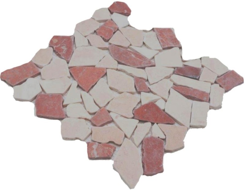 Mosaic quarry marble natural stone red beige polygonal Rosso Verona splashback tile backsplash wall kitchen - MOS44-1002