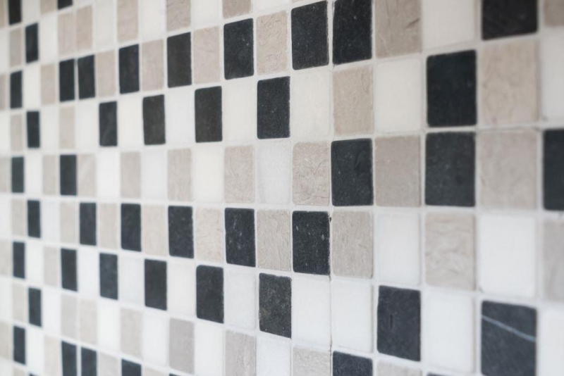 Marble mosaic tile natural stone beige gray black backsplash wall - MOS40-MOS32/1125