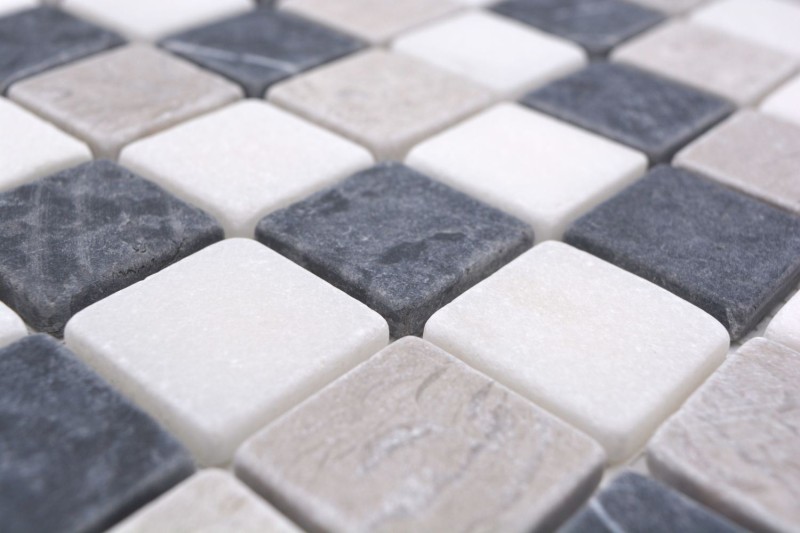 Marble mosaic tile natural stone beige gray black backsplash wall - MOS40-MOS32/1125