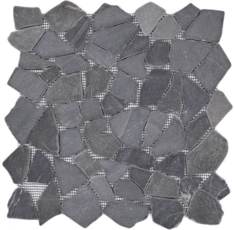 Mosaic quarry marble natural stone gray anthracite polygonal tile backsplash kitchen wall bathroom - MOS44-30-120