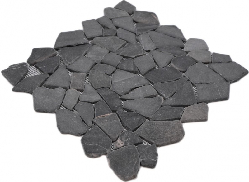 Mosaic quarry marble natural stone gray anthracite polygonal tile backsplash kitchen wall bathroom - MOS44-30-120