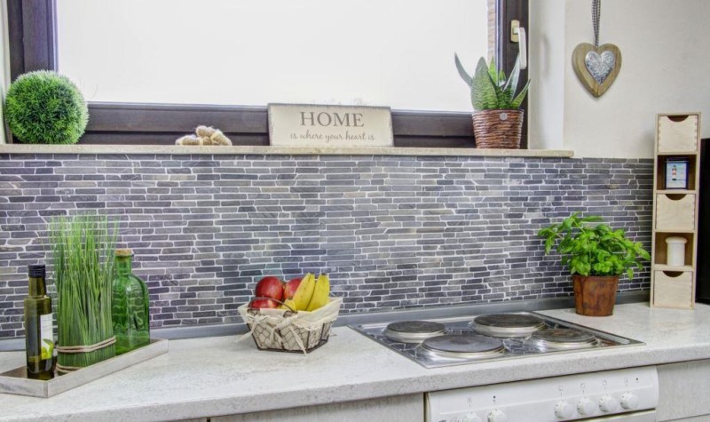 Mosaic marble natural stone gray anthracite brick composite sticks splashback tile backsplash kitchen wall - MOS40-0125