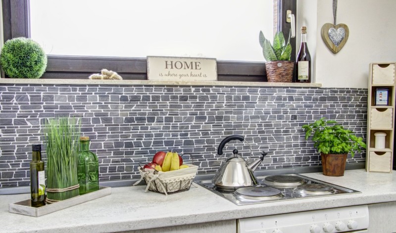 Mosaic marble natural stone gray anthracite brick mosaic brick bond tile backsplash wall facing - MOS40-0210