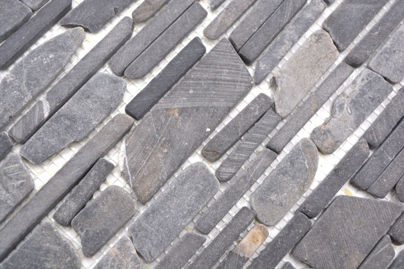 Mosaic marble natural stone gray anthracite brick mosaic brick bond tile backsplash wall facing - MOS40-0210