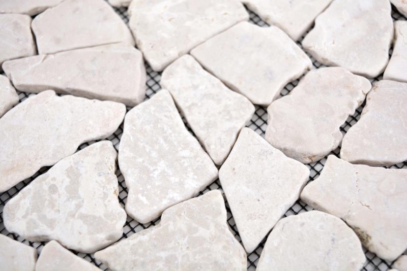 Mosaic quarry marble natural stone light beige ivory polygonal tile splashback wall cladding - MOS44-30-100