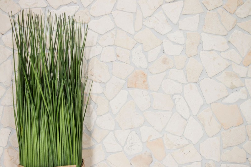 Mosaic quarry marble natural stone light beige ivory polygonal tile splashback wall cladding - MOS44-30-100
