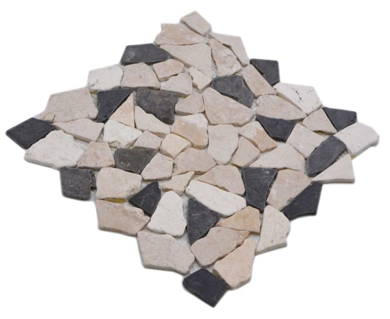 Mosaic quarry marble natural stone beige cream black anthracite polygonal tile backsplash kitchen tile - MOS44-30-110