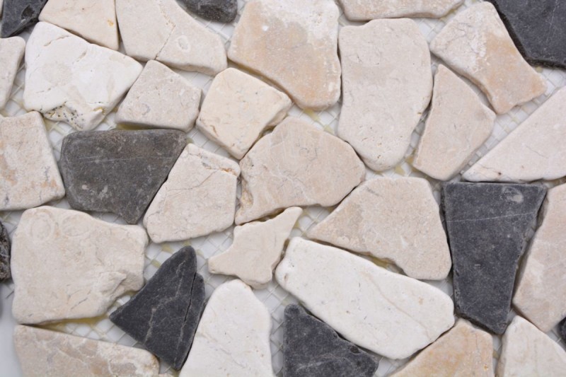 Mosaic quarry marble natural stone beige cream black anthracite polygonal tile backsplash kitchen tile - MOS44-30-110
