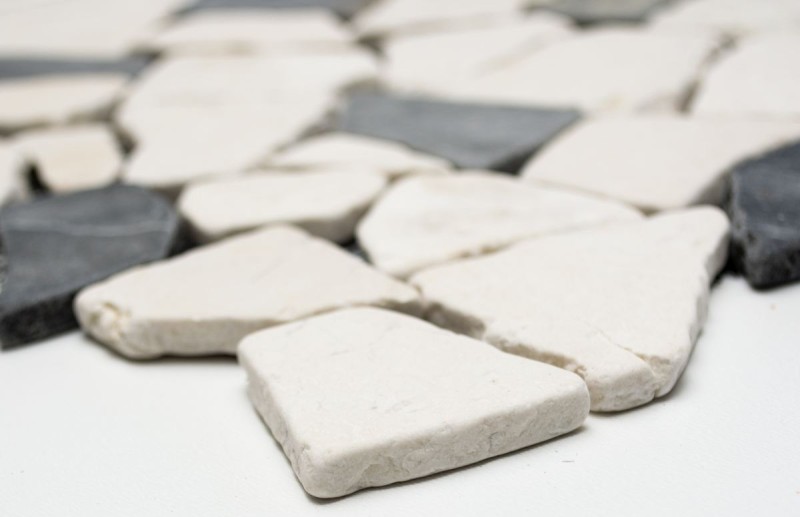 Mosaic quarry marble natural stone beige cream black anthracite polygonal tile backsplash kitchen tile - MOS44-30-110