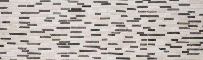 Hand-painted mosaic tile Marble natural stone beige black Brick BianconeJava MOS40-0115_m