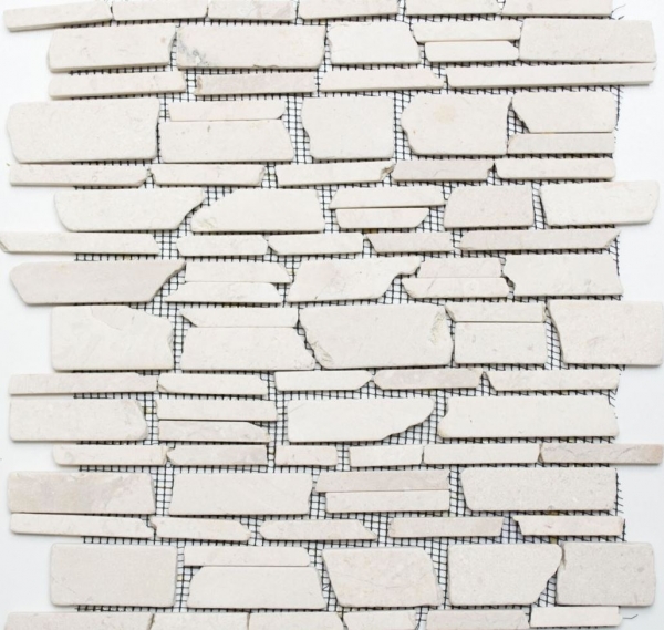 Hand sample mosaic tile marble natural stone light beige brick mosaic Biancone MOS40-0200_m
