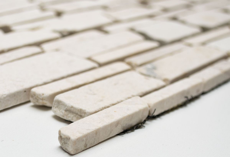 Hand sample mosaic tile marble natural stone light beige brick mosaic Biancone MOS40-0200_m