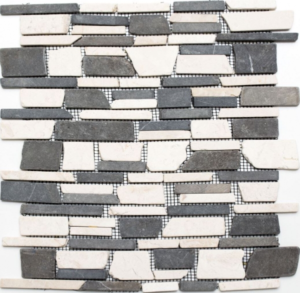 Hand-painted mosaic tile marble natural stone beige black brick mosaic BianconeJava MOS40-0205_m