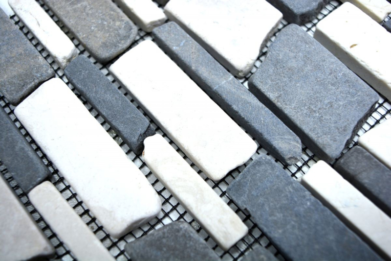 Hand-painted mosaic tile marble natural stone beige black brick mosaic BianconeJava MOS40-0205_m