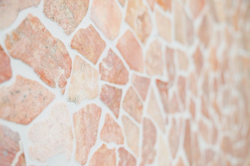 Mosaic quarry marble natural stone red polygonal Rossoverona splashback tile backsplash kitchen tile bathroom - MOS44-30-140
