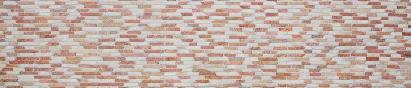 Hand sample mosaic tile marble natural stone beige red Brick RossoCream MOS40-0135_m