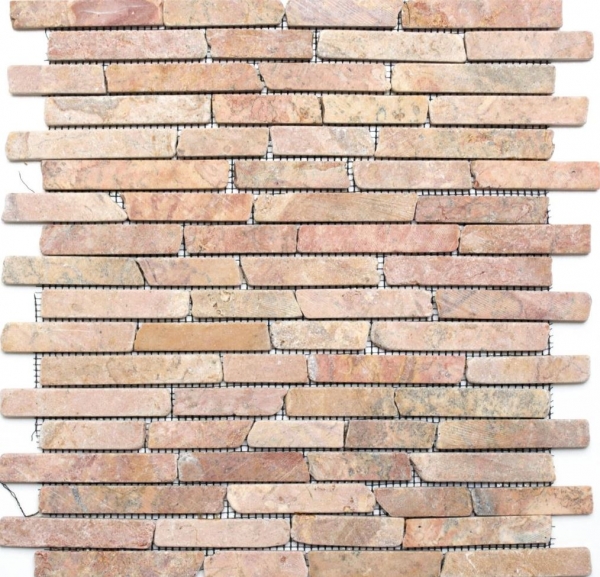 Hand-painted mosaic tile Marble natural stone red Brick Rossoverona MOS40-0145_m