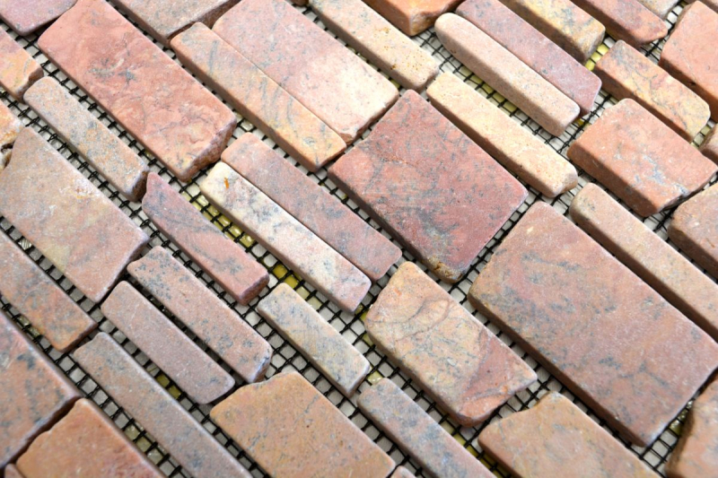 Hand sample mosaic tile marble natural stone red brick mosaic Rossoverona MOS40-0220_m