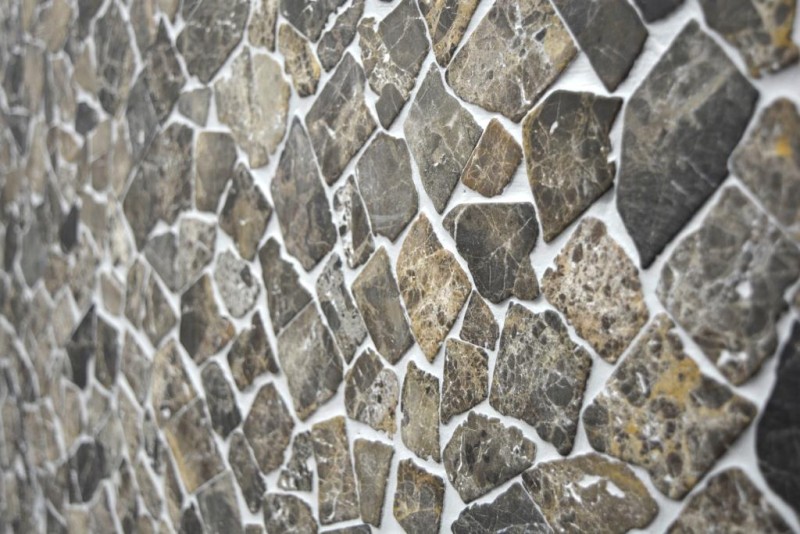 Mosaic quarry marble natural stone beige dark brown polygonal Castanao splashback wall tile kitchen bathroom - MOS44-30-180