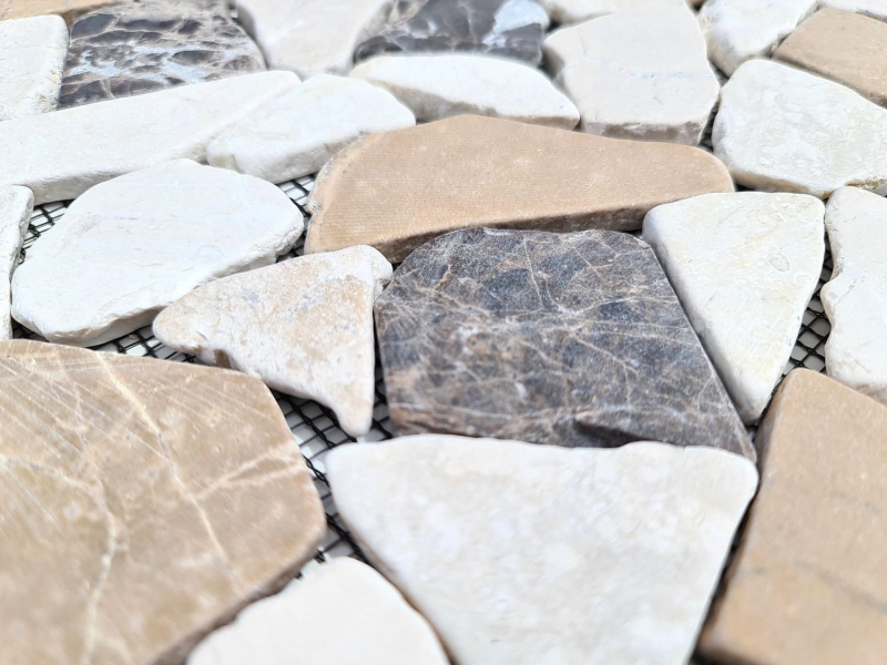 Marble quarry natural stone beige brown polygonal Castanao Cream tile backsplash wall facing - MOS44-30-190