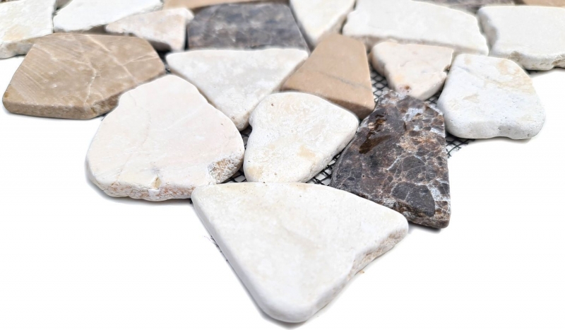 Marble quarry natural stone beige brown polygonal Castanao Cream tile backsplash wall facing - MOS44-30-190