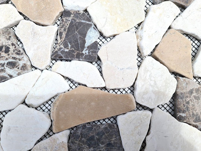 Marble quarry natural stone beige brown polygonal Castanao Cream tile backsplash wall facing - MOS44-30-190