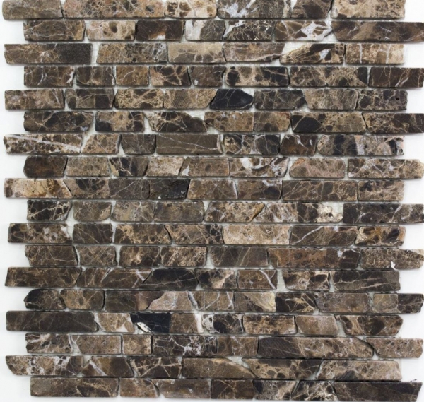 Mosaic marble natural stone beige dark brown Brick Castanao composite splashback wall tile bathroom - MOS40-0185