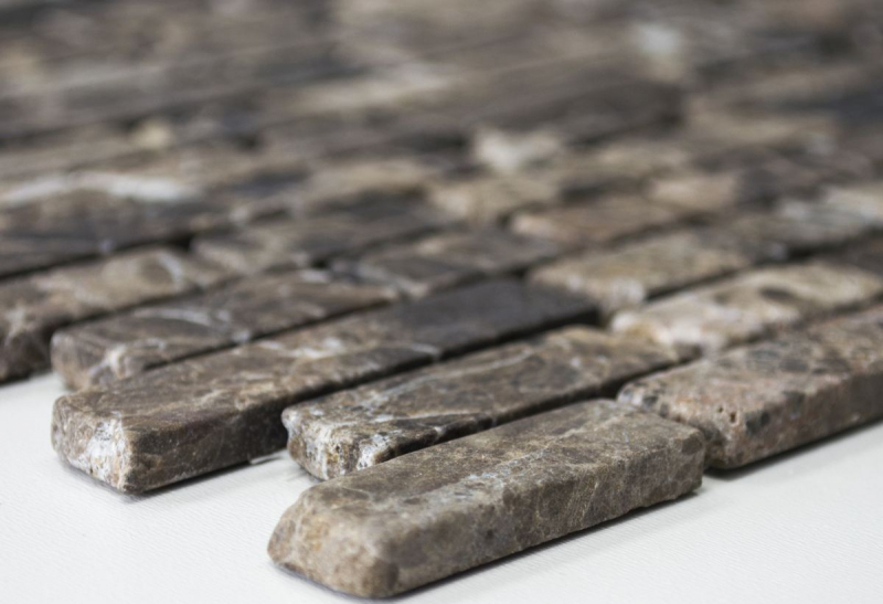 Mosaic marble natural stone beige dark brown Brick Castanao composite splashback wall tile bathroom - MOS40-0185