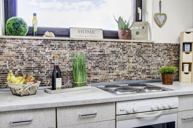 Mosaic marble natural stone beige dark brown Brick Castanao composite splashback wall tile bathroom - MOS40-0185