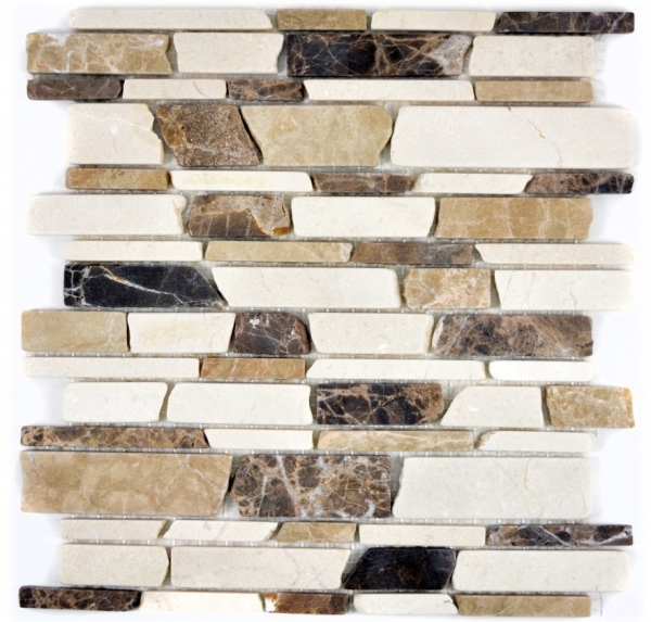 Mosaic tile marble natural stone beige brown brick mosaic Castanao Biancone MOS40-12-295_f