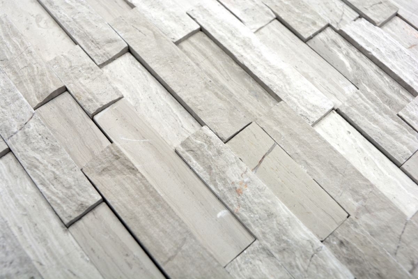 Mosaic tile marble natural stone Brick Splitface gray stripes MOS40-3D20_f