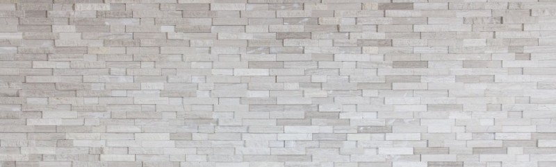 Splitface marble mosaic stone wall natural stone brick light gray stripes backsplash wall tile - MOS40-3D20