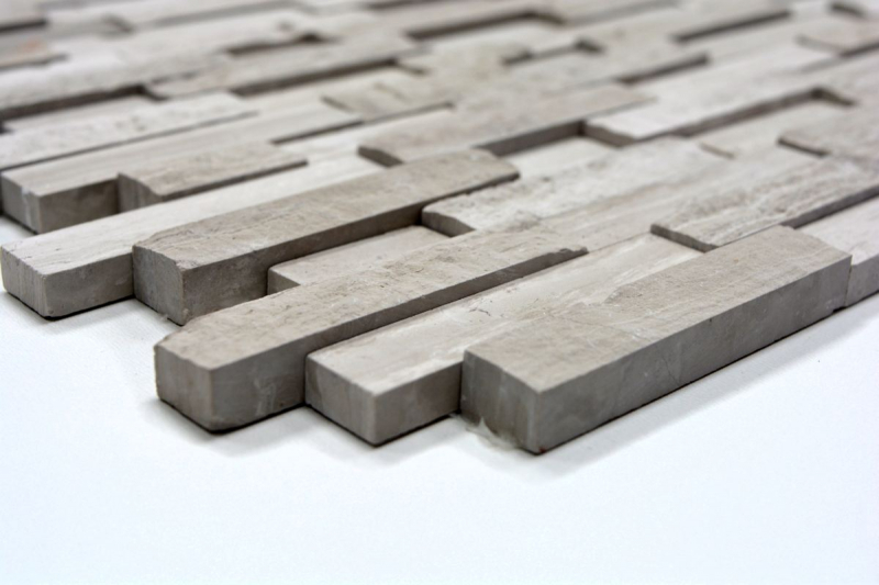 Mosaic tile marble natural stone Brick Splitface gray stripes MOS40-3D20_f