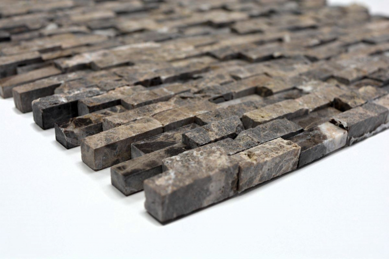 Mosaic tile marble natural stone light brown Brick Splitface Emperador 3D small MOS40-3D76_f