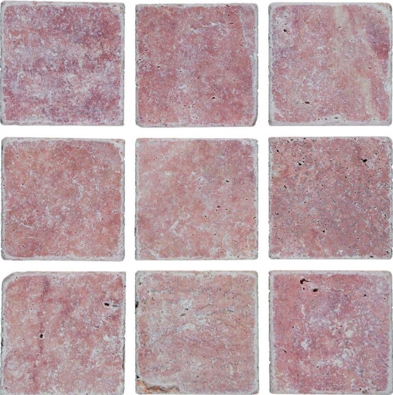 Tile Travertine natural stone rose natural stone tile Rosso antique look floor tile wall tile kitchen tile - MOSF-45-46130