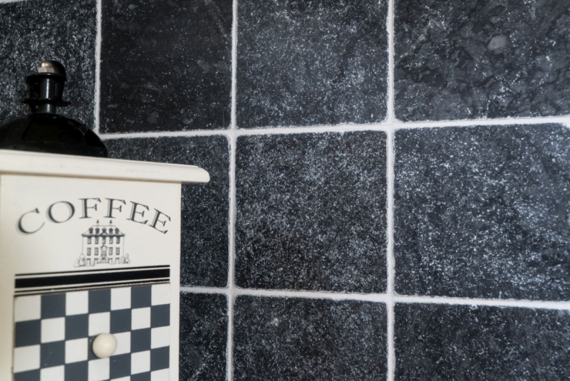 Tile marble natural stone nero black anthracite dark gray natural stone tile antique look floor tile kitchen wall - MOSF-45-46093