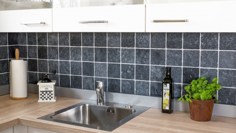 Tile marble natural stone nero black anthracite dark gray natural stone tile antique look floor tile kitchen wall - MOSF-45-46093