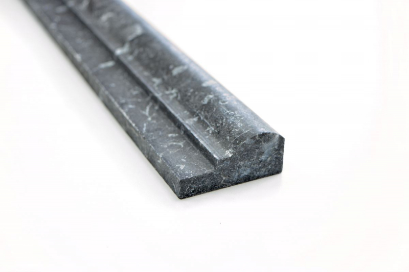Border marble natural stone nero black anthracite dark gray profile antique look wall bathroom floor kitchen sauna - MOSProf-43348