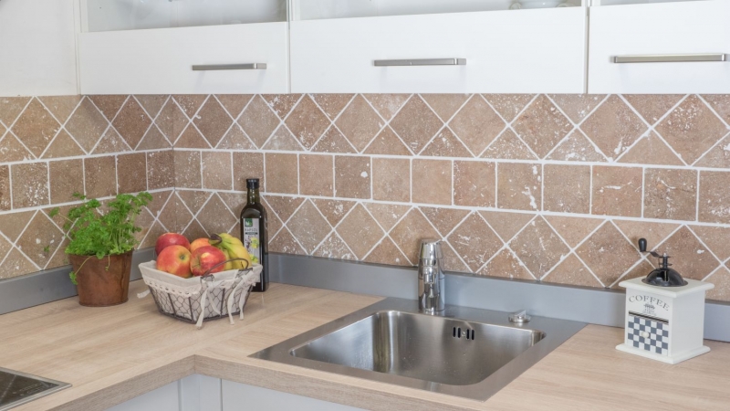Tile Travertine natural stone Noce walnut brown natural stone tile antique look shower tray shower wall kitchen tile - MOSF-45-46116