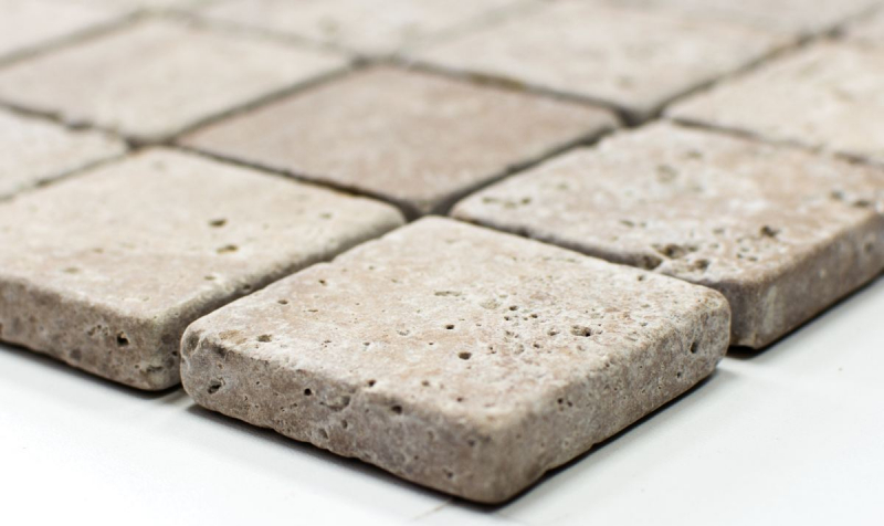 Hand sample mosaic tile travertine natural stone walnut Noce Antique Travertine MOS43-44048_m