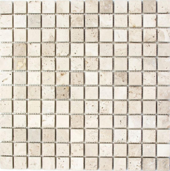 Travertine mosaic tiles terrace wall floor natural stone light beige cream wall cladding kitchen splashback shower tray - MOS43-46023