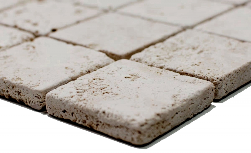 Travertine mosaic tiles terrace wall floor natural stone Medio light beige cream wall facing shower tray shower wall kitchen tile - MOS43-46048