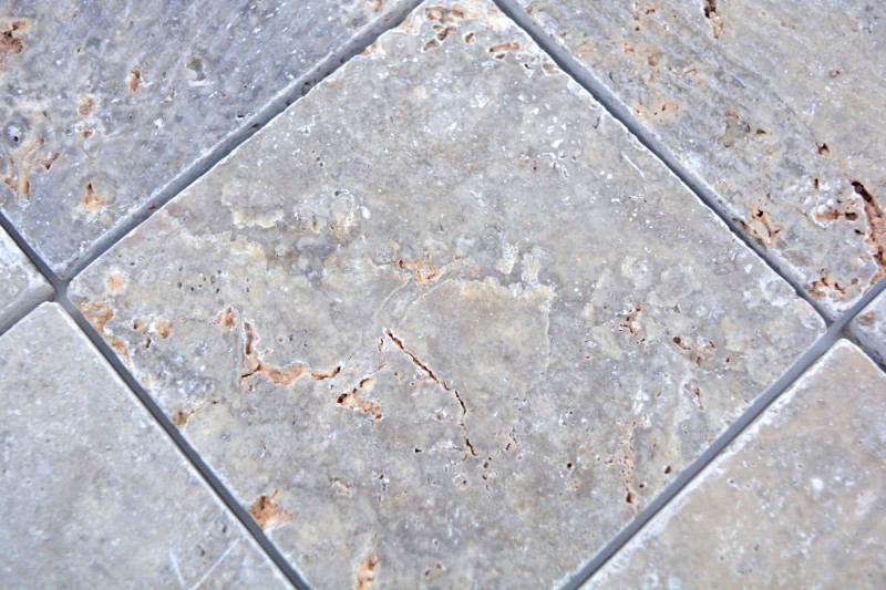 Tile Travertine natural stone Silver silver white gray light gray natural stone tile silver antique look floor tile wall tile kitchen - MOSF-45-47030